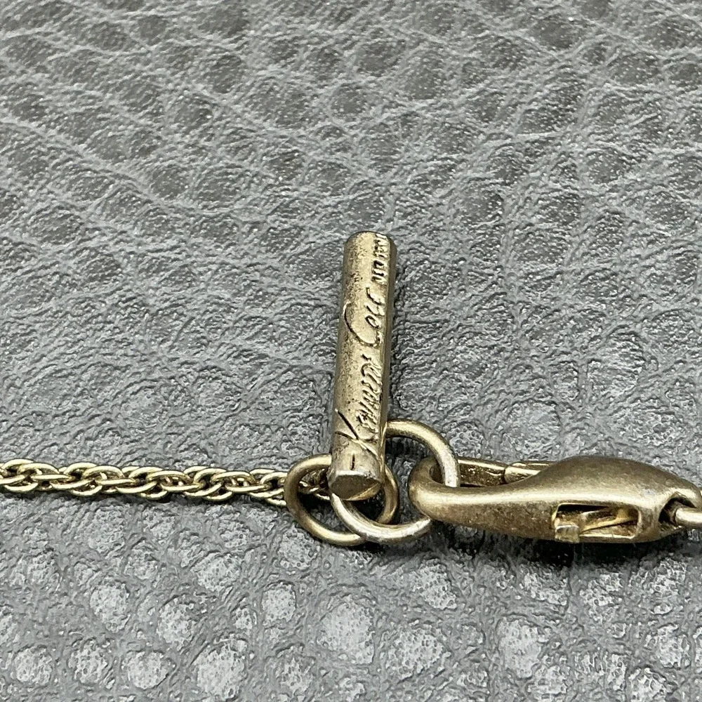 Kenneth Cole Necklace Gold Tone Multicolor Stone Beaded Station Long Chain 28